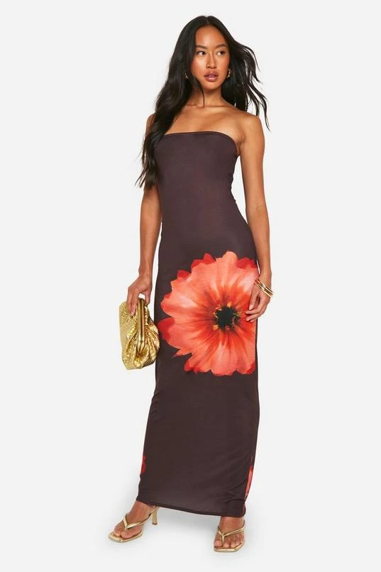 BOOHOO Floral Bandeau Maxi Dress 1 BOOHOO Floral Bandeau Maxi Dress