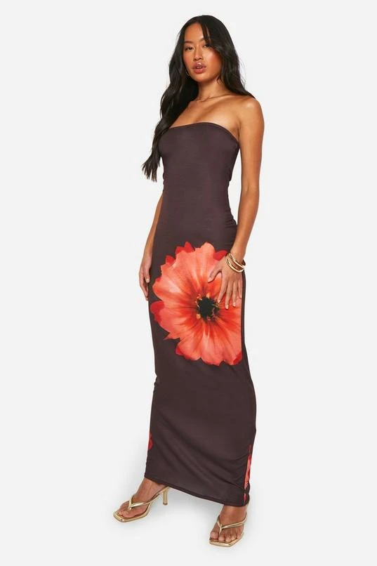 BOOHOO Floral Bandeau Maxi Dress 3 BOOHOO Floral Bandeau Maxi Dress - Image 3