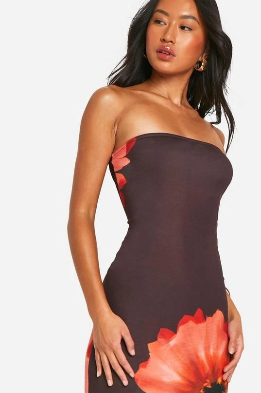 BOOHOO Floral Bandeau Maxi Dress 4 BOOHOO Floral Bandeau Maxi Dress - Image 4