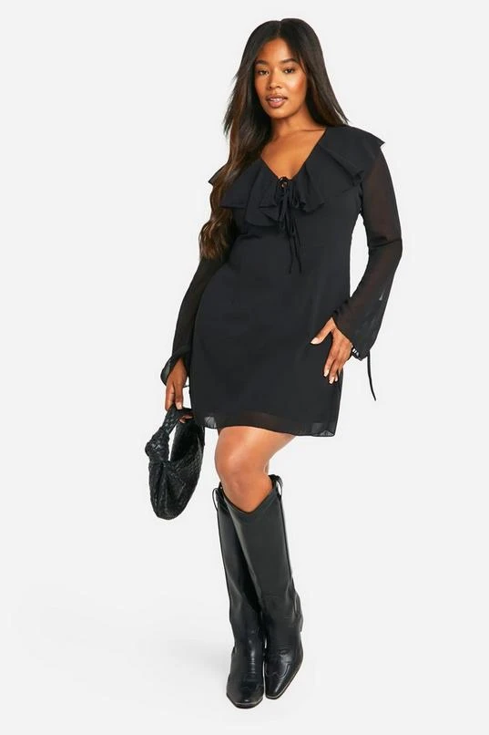 BOOHOO Plus Woven Ruffle Shift Dress 3 BOOHOO Plus Woven Ruffle Shift Dress - Image 3