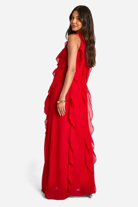 BOOHOO Chiffon Ruffle Split Maxi Dress 2 BOOHOO Chiffon Ruffle Split Maxi Dress - Image 2
