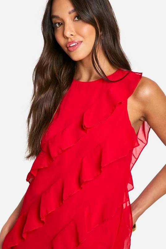 BOOHOO Chiffon Ruffle Split Maxi Dress 4 BOOHOO Chiffon Ruffle Split Maxi Dress - Image 4