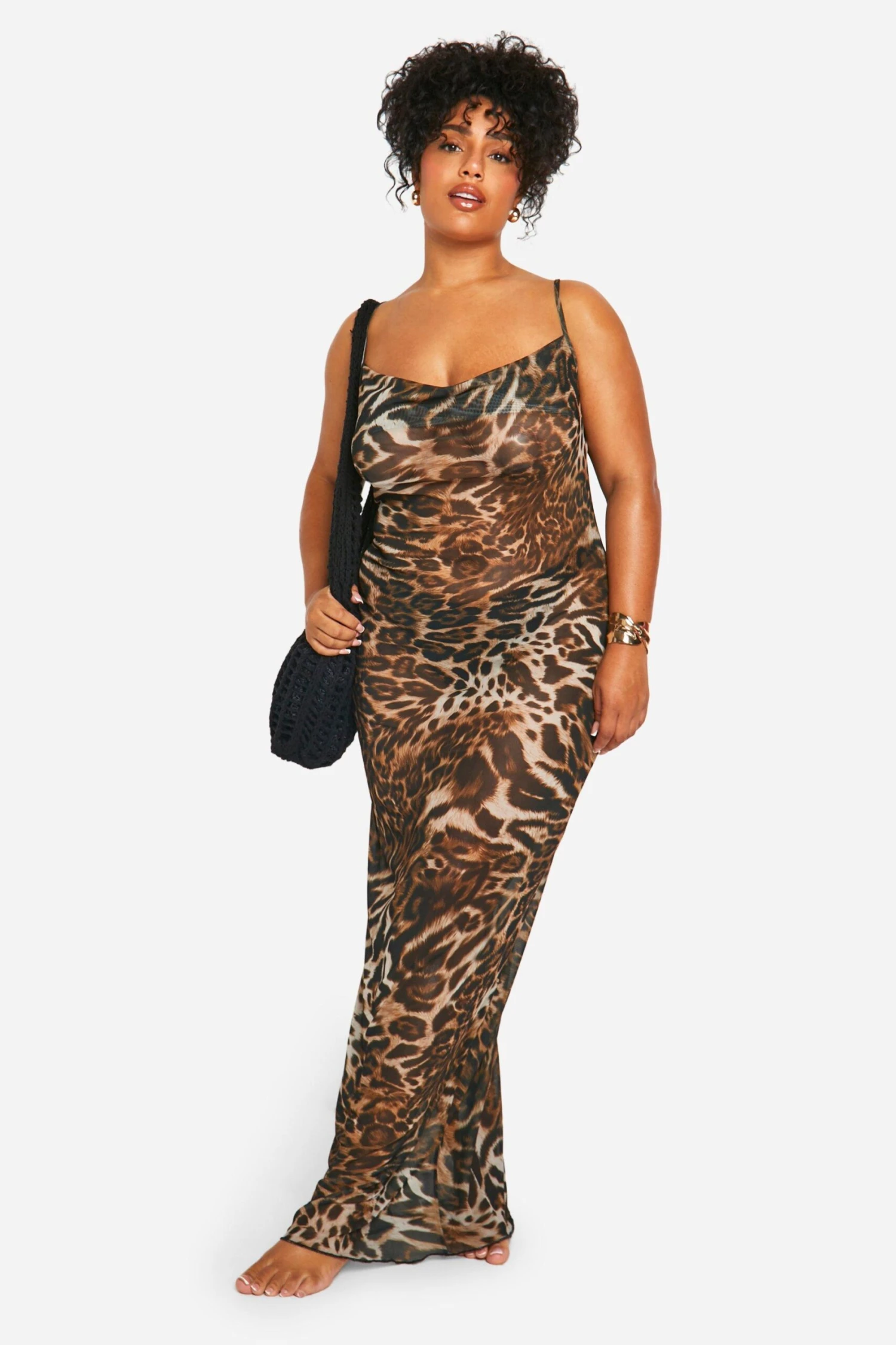 BOOHOO Plus Leopard Cowl Neck Maxi Beach Dress 5 BOOHOO Plus Leopard Cowl Neck Maxi Beach Dress - Image 5