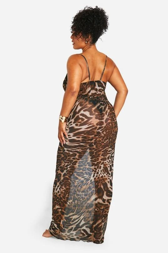 BOOHOO Plus Leopard Cowl Neck Maxi Beach Dress 2 BOOHOO Plus Leopard Cowl Neck Maxi Beach Dress - Image 2