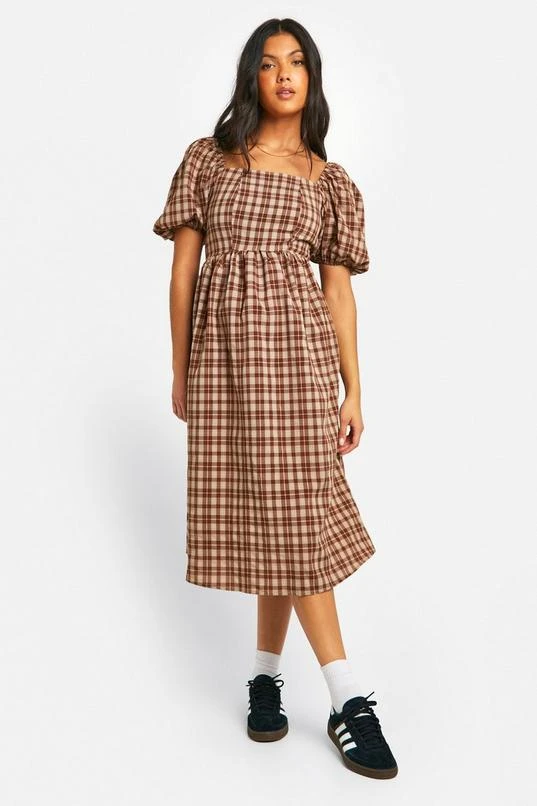 BOOHOO Maternity Checked Midi Smock Dress 3 BOOHOO Maternity Checked Midi Smock Dress - Image 3