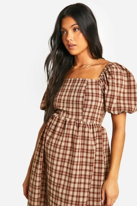 BOOHOO Maternity Checked Midi Smock Dress 4 BOOHOO Maternity Checked Midi Smock Dress - Image 4