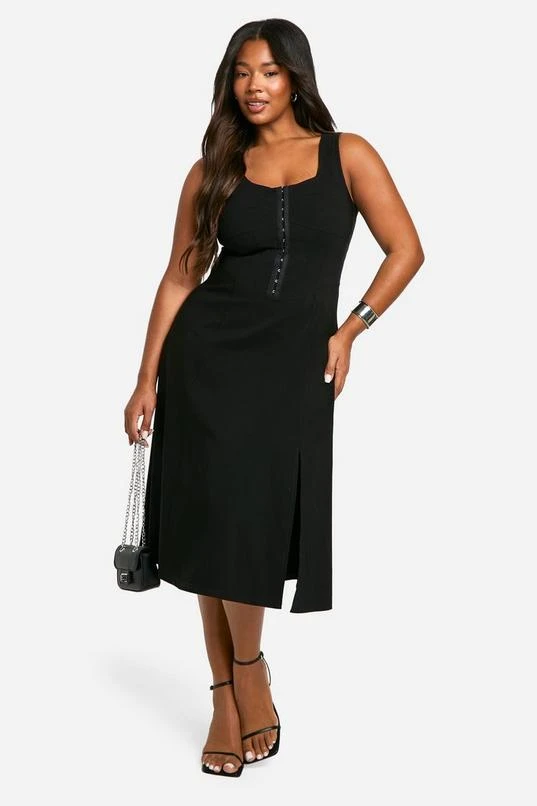 BOOHOO Plus Woven Stretch Corset Detail Floaty Midi Dress 3 BOOHOO Plus Woven Stretch Corset Detail Floaty Midi Dress - Image 3