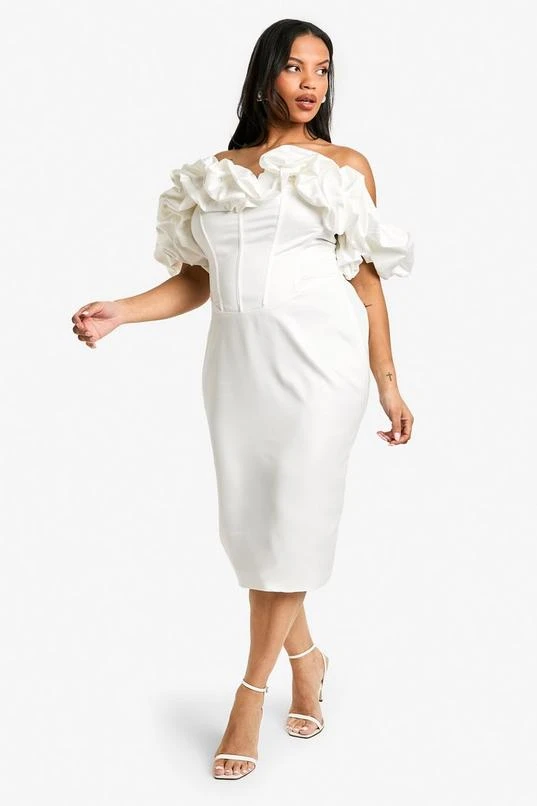 BOOHOO Plus Volume Off The Shoulder Midi Dress 3 BOOHOO Plus Volume Off The Shoulder Midi Dress - Image 3