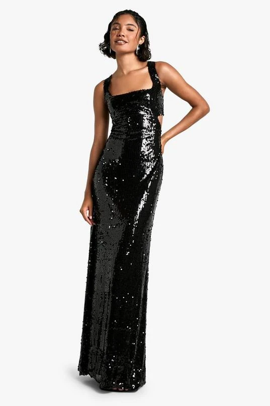 BOOHOO Tall Sequin Cut Out Maxi Dress 1 BOOHOO Tall Sequin Cut Out Maxi Dress
