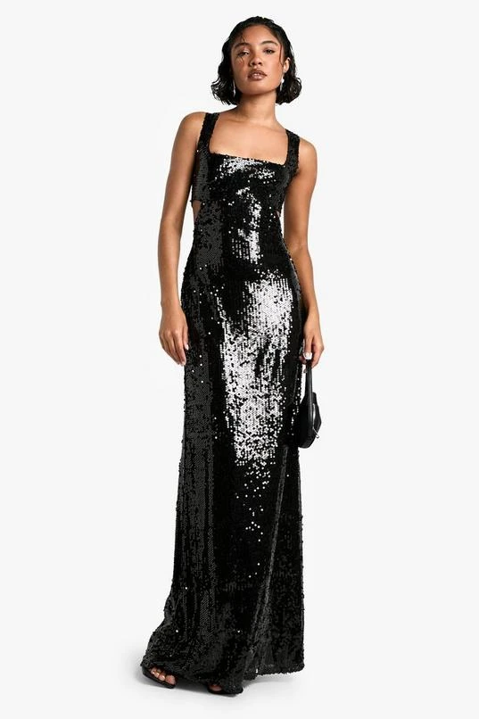BOOHOO Tall Sequin Cut Out Maxi Dress 3 BOOHOO Tall Sequin Cut Out Maxi Dress - Image 3