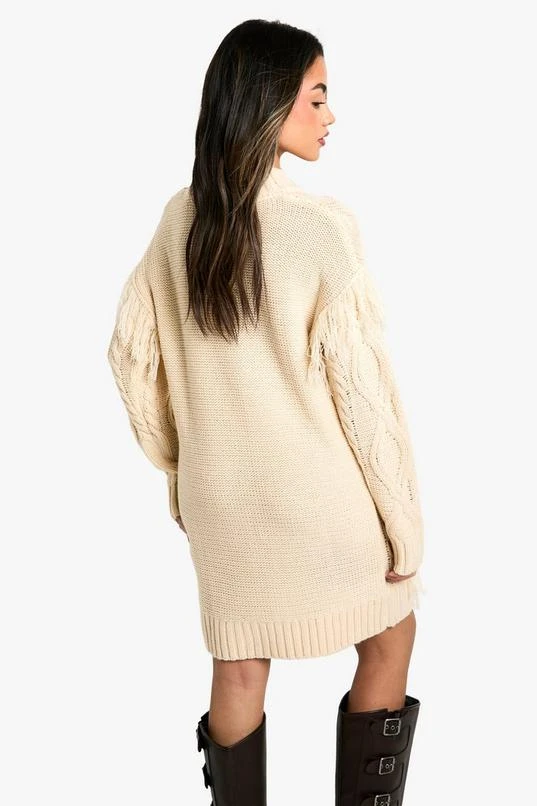 BOOHOO Tassel Knitted Cable Mini Sweater Dress 2 BOOHOO Tassel Knitted Cable Mini Sweater Dress - Image 2