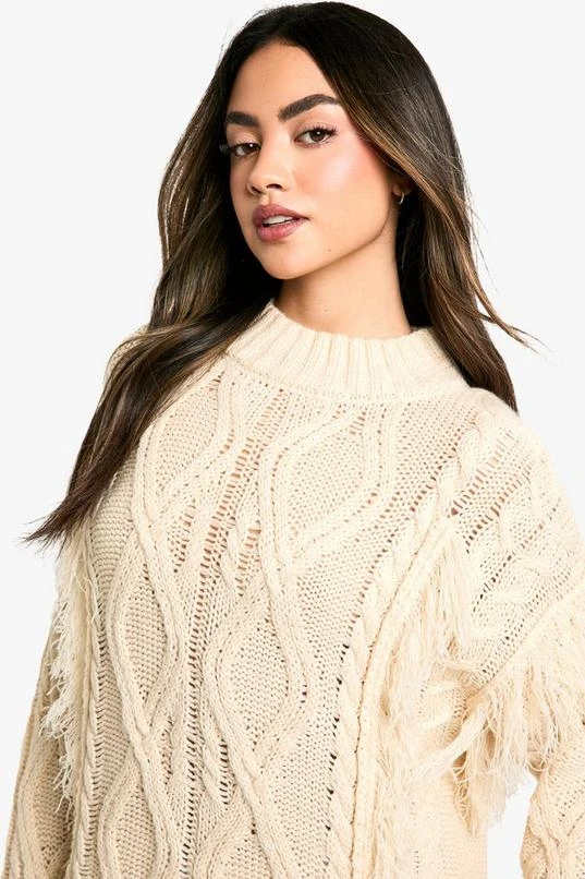 BOOHOO Tassel Knitted Cable Mini Sweater Dress 4 BOOHOO Tassel Knitted Cable Mini Sweater Dress - Image 4
