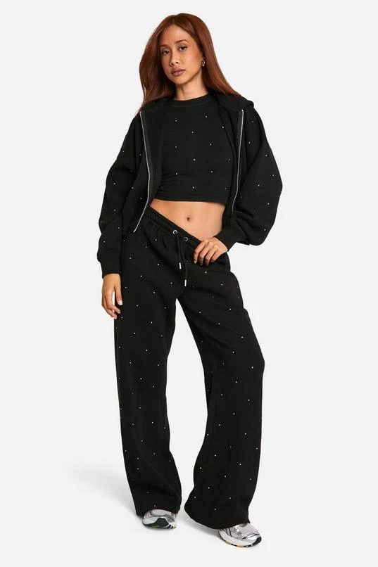 BOOHOO All Over Rhinestone Oversized Zip Through Hoodie 3 BOOHOO All Over Rhinestone Oversized Zip Through Hoodie - Image 3