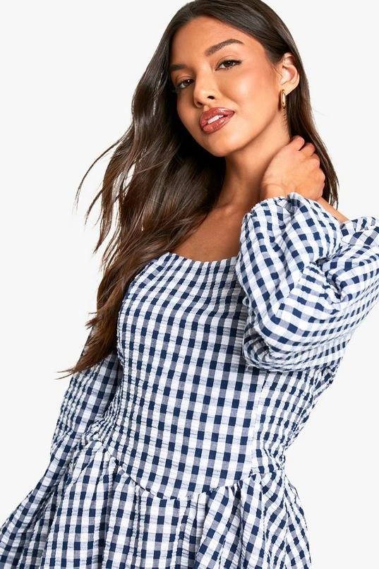 BOOHOO Gingham Long Sleeve Mini Dress 4 BOOHOO Gingham Long Sleeve Mini Dress - Image 4