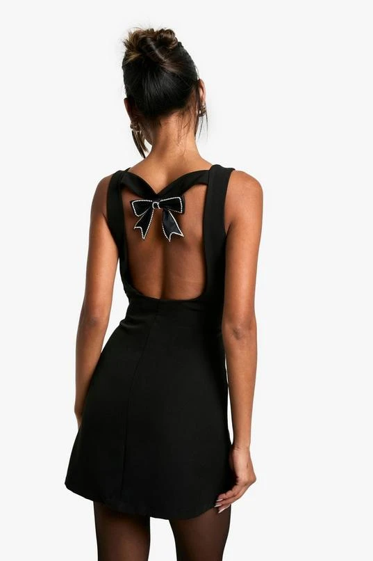 BOOHOO Diamante Bow Tailored Mini Dress 2 BOOHOO Diamante Bow Tailored Mini Dress - Image 2