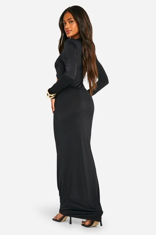 BOOHOO Shoulder Pad Cross Over Cut Out Slinky Maxi Dress 2 BOOHOO Shoulder Pad Cross Over Cut Out Slinky Maxi Dress - Image 2