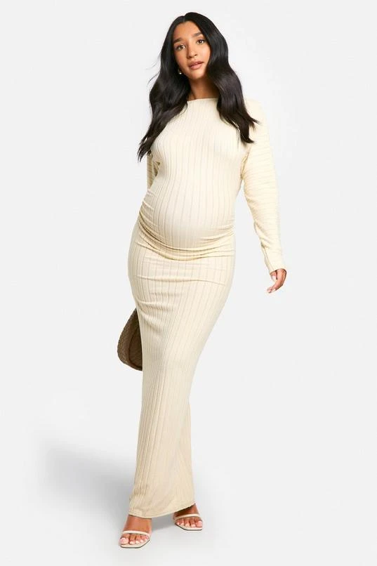 BOOHOO Emily Shak Maternity Textured Twist Back Detail Maxi Dress 3 BOOHOO Emily Shak Maternity Textured Twist Back Detail Maxi Dress - Image 3
