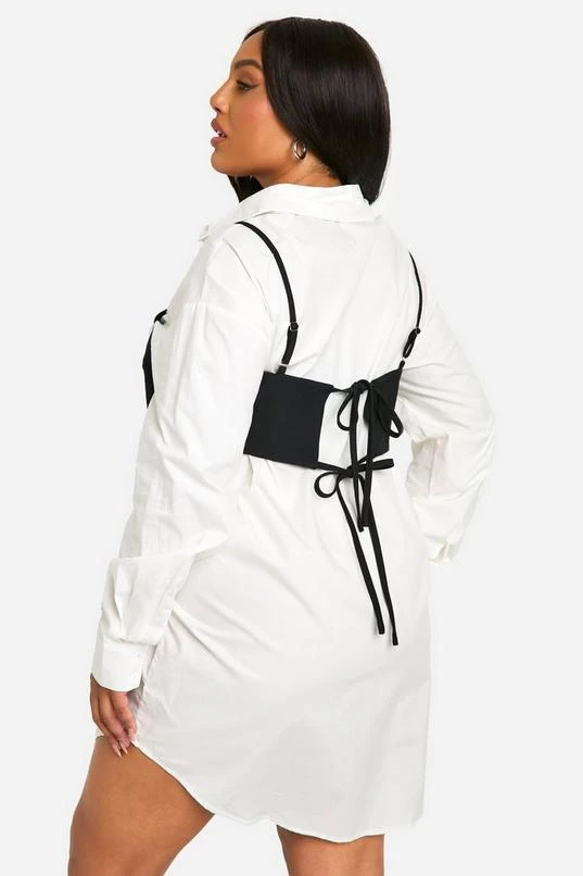 BOOHOO Plus Corset Detail Shirt Dress 2 BOOHOO Plus Corset Detail Shirt Dress - Image 2