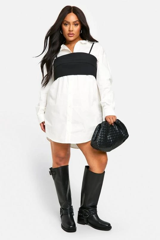BOOHOO Plus Corset Detail Shirt Dress 3 BOOHOO Plus Corset Detail Shirt Dress - Image 3