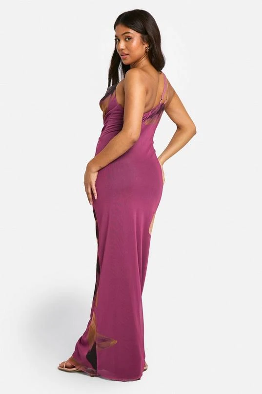 BOOHOO Petite Bold Floral Asymmetric Cowl Drape Maxi Dress 2 BOOHOO Petite Bold Floral Asymmetric Cowl Drape Maxi Dress - Image 2