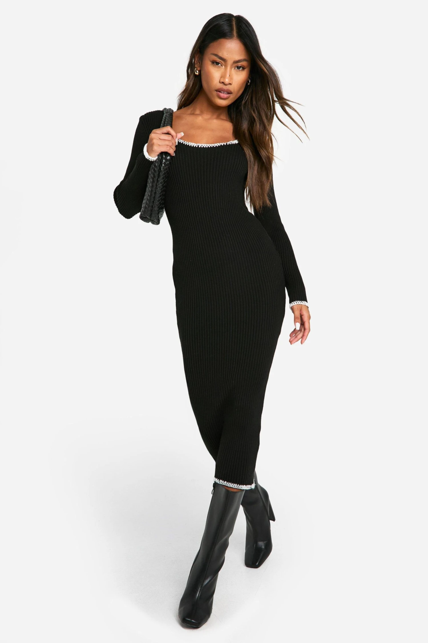 BOOHOO Rib Knitted Blanket Stitch Midaxi Dress 5 BOOHOO Rib Knitted Blanket Stitch Midaxi Dress - Image 5