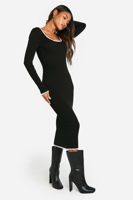 BOOHOO Rib Knitted Blanket Stitch Midaxi Dress 3 BOOHOO Rib Knitted Blanket Stitch Midaxi Dress - Image 3