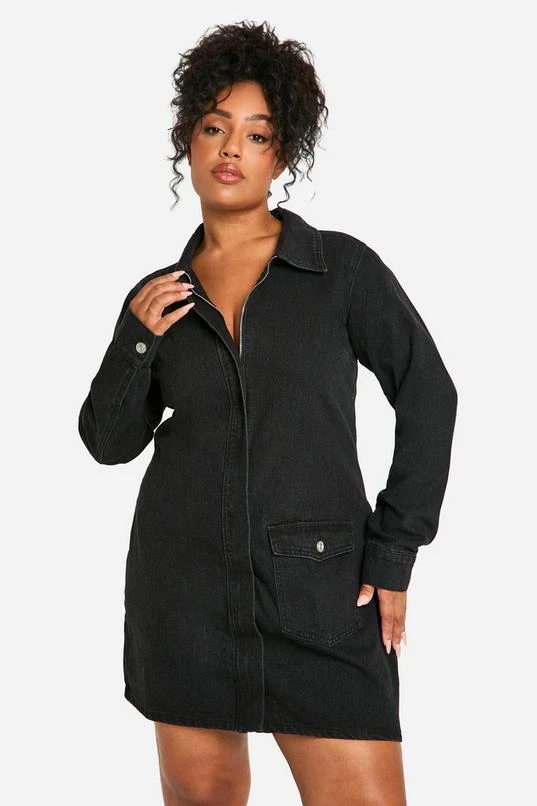 BOOHOO PLUS DENIM SHIFT DRESS 3 BOOHOO PLUS DENIM SHIFT DRESS - Image 3