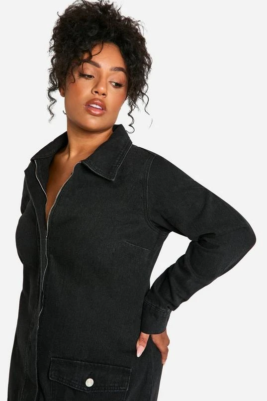 BOOHOO PLUS DENIM SHIFT DRESS 4 BOOHOO PLUS DENIM SHIFT DRESS - Image 4