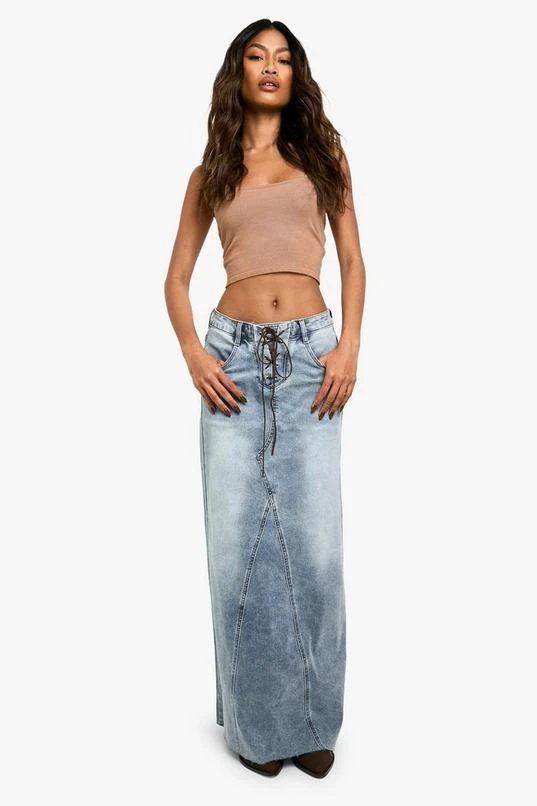 BOOHOO Lace Up Detail Maxi Skirt 3 BOOHOO Lace Up Detail Maxi Skirt - Image 3