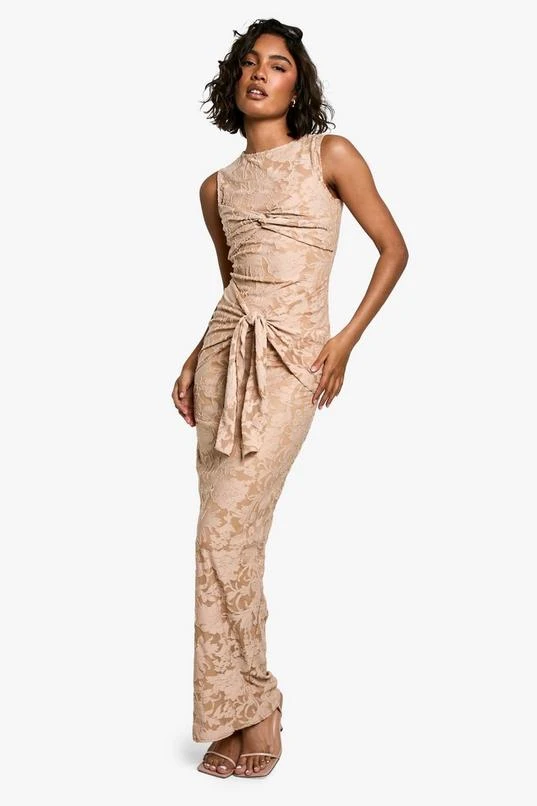 BOOHOO Tall Burnout Floral Tie Twist Maxi Dress 1 BOOHOO Tall Burnout Floral Tie Twist Maxi Dress