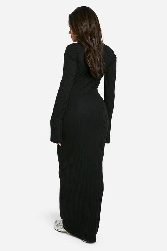 BOOHOO Wide Rib Flare Sleeve Maxi Dress 2 BOOHOO Wide Rib Flare Sleeve Maxi Dress - Image 2