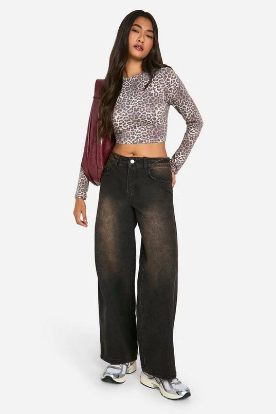 BOOHOO Basic Animal Print Cotton Long Sleeve Asymmetric Top 3 BOOHOO Basic Animal Print Cotton Long Sleeve Asymmetric Top - Image 3