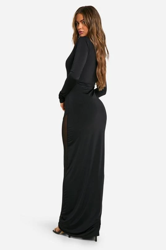 BOOHOO Slinky Mesh Detail Long Sleeve Maxi Dress 2 BOOHOO Slinky Mesh Detail Long Sleeve Maxi Dress - Image 2