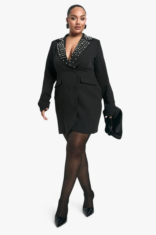 BOOHOO Plus Pearl Wrap Button Front Blazer Dress 3 BOOHOO Plus Pearl Wrap Button Front Blazer Dress - Image 3