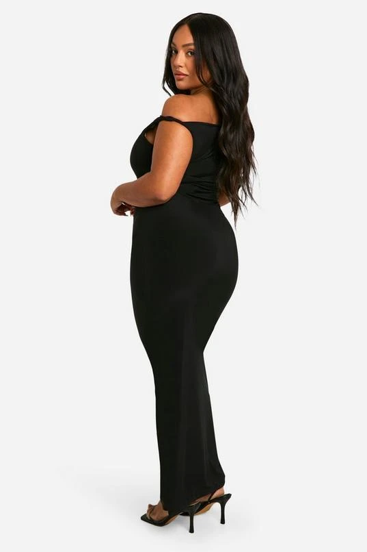 BOOHOO Plus Slinky Twist Shoulder Maxi Dress 2 BOOHOO Plus Slinky Twist Shoulder Maxi Dress - Image 2