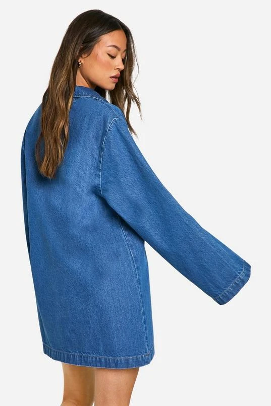 BOOHOO Tall Flare Sleeve Denim Shift Dress 2 BOOHOO Tall Flare Sleeve Denim Shift Dress - Image 2