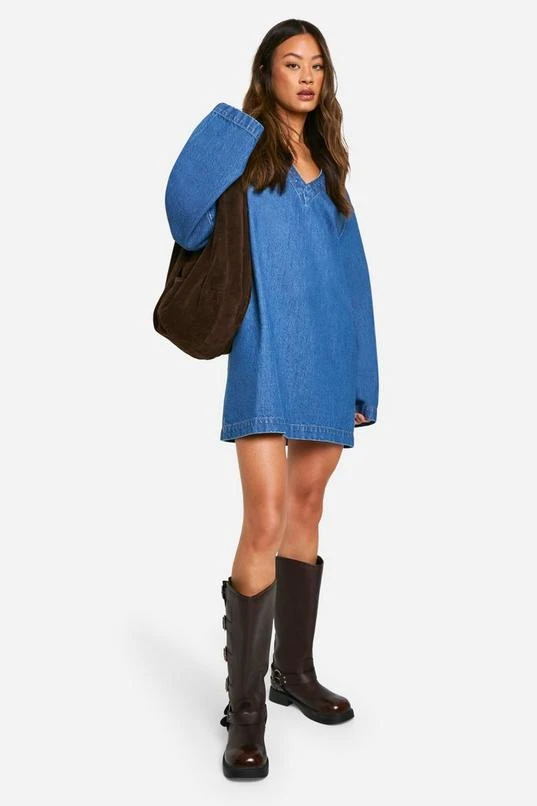 BOOHOO Tall Flare Sleeve Denim Shift Dress 3 BOOHOO Tall Flare Sleeve Denim Shift Dress - Image 3