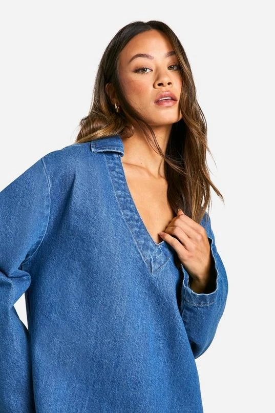 BOOHOO Tall Flare Sleeve Denim Shift Dress 4 BOOHOO Tall Flare Sleeve Denim Shift Dress - Image 4