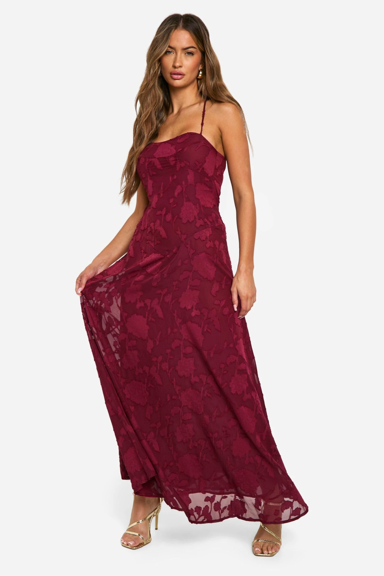 BOOHOO Burnout Floral Tie Back Maxi Dress 5 BOOHOO Burnout Floral Tie Back Maxi Dress - Image 5