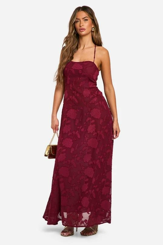 BOOHOO Burnout Floral Tie Back Maxi Dress 3 BOOHOO Burnout Floral Tie Back Maxi Dress - Image 3