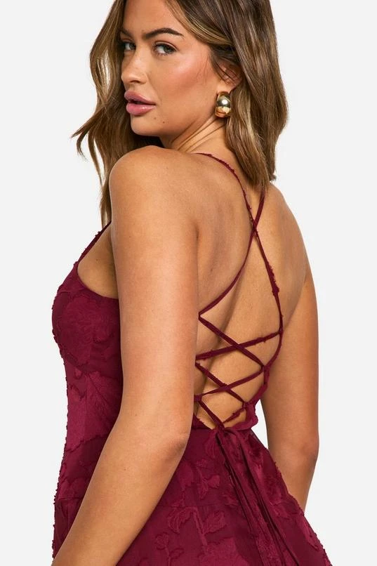 BOOHOO Burnout Floral Tie Back Maxi Dress 4 BOOHOO Burnout Floral Tie Back Maxi Dress - Image 4