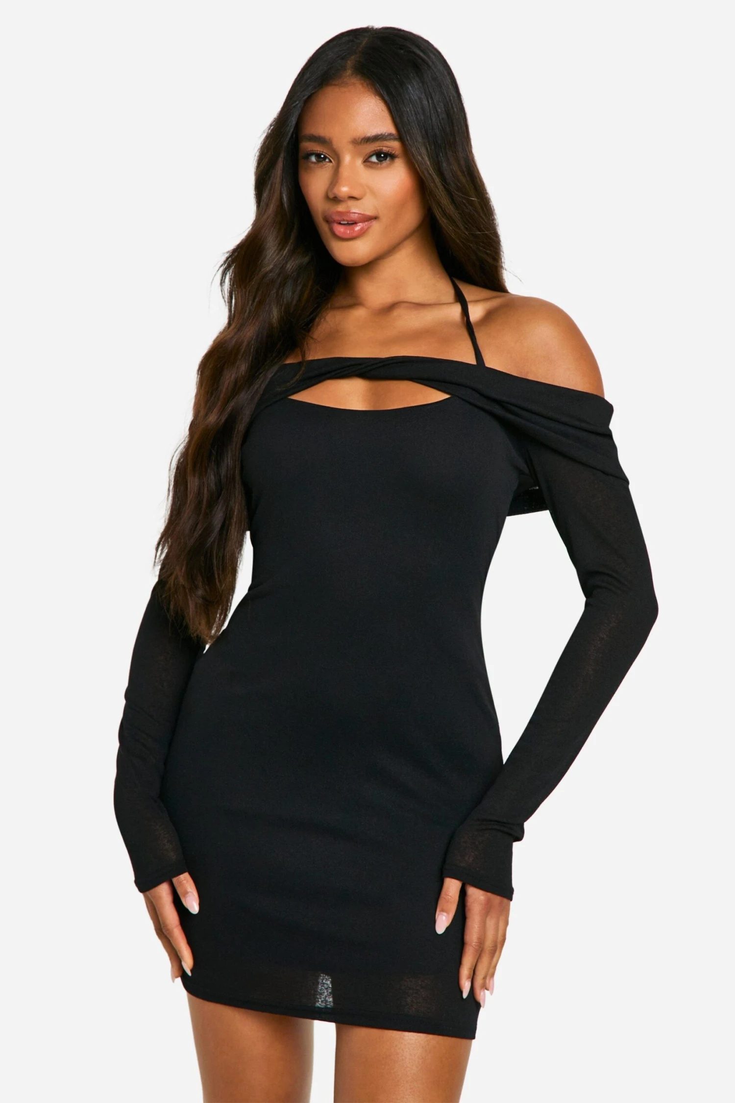BOOHOO Textured Bardot Mini Dress 5 BOOHOO Textured Bardot Mini Dress - Image 5