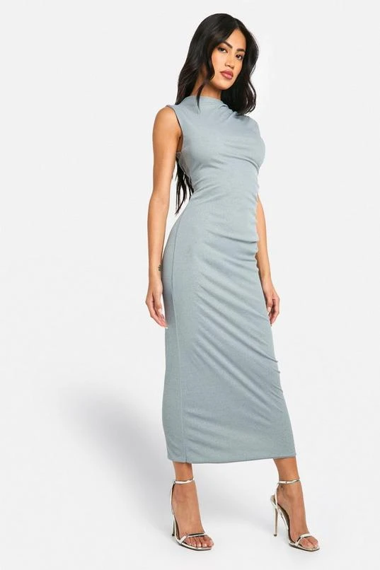 BOOHOO Sheer Ruched Midaxi Dress 3 BOOHOO Sheer Ruched Midaxi Dress - Image 3