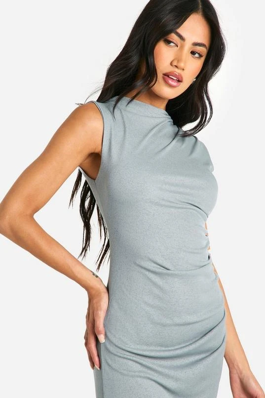 BOOHOO Sheer Ruched Midaxi Dress 4 BOOHOO Sheer Ruched Midaxi Dress - Image 4