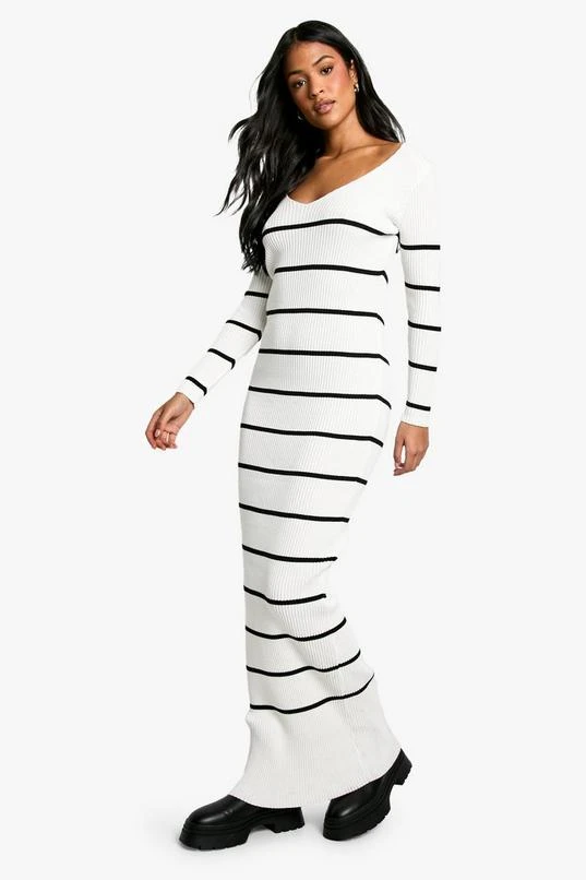 BOOHOO Tall Stripe Ribbed Knitted Maxi Dress 3 BOOHOO Tall Stripe Ribbed Knitted Maxi Dress - Image 3