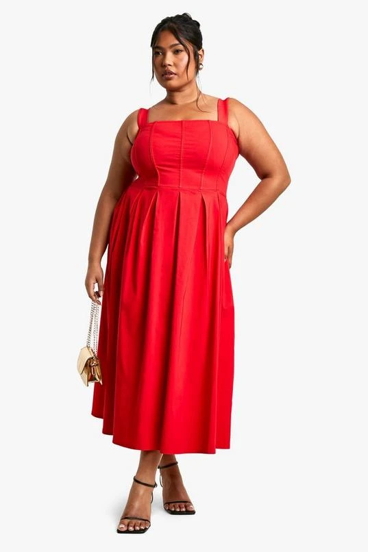 BOOHOO Plus Bengaline Corset Skater Midi Dress 3 BOOHOO Plus Bengaline Corset Skater Midi Dress - Image 3