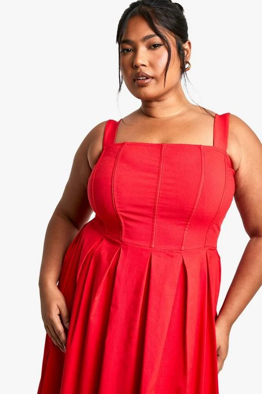 BOOHOO Plus Bengaline Corset Skater Midi Dress 4 BOOHOO Plus Bengaline Corset Skater Midi Dress - Image 4