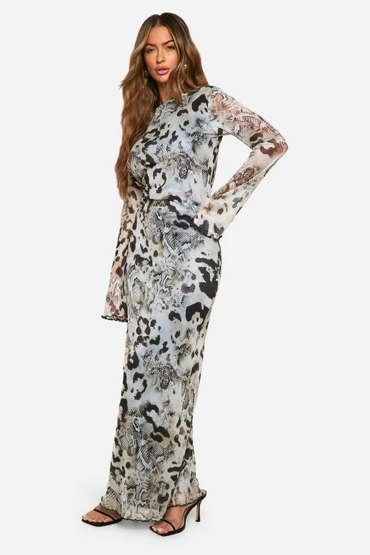 BOOHOO Animal Print Scoop Back Maxi Dress 1 BOOHOO Animal Print Scoop Back Maxi Dress