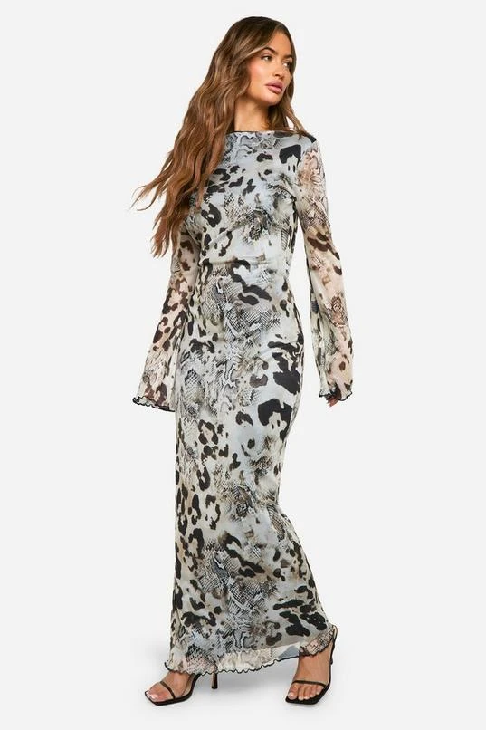 BOOHOO Animal Print Scoop Back Maxi Dress 3 BOOHOO Animal Print Scoop Back Maxi Dress - Image 3