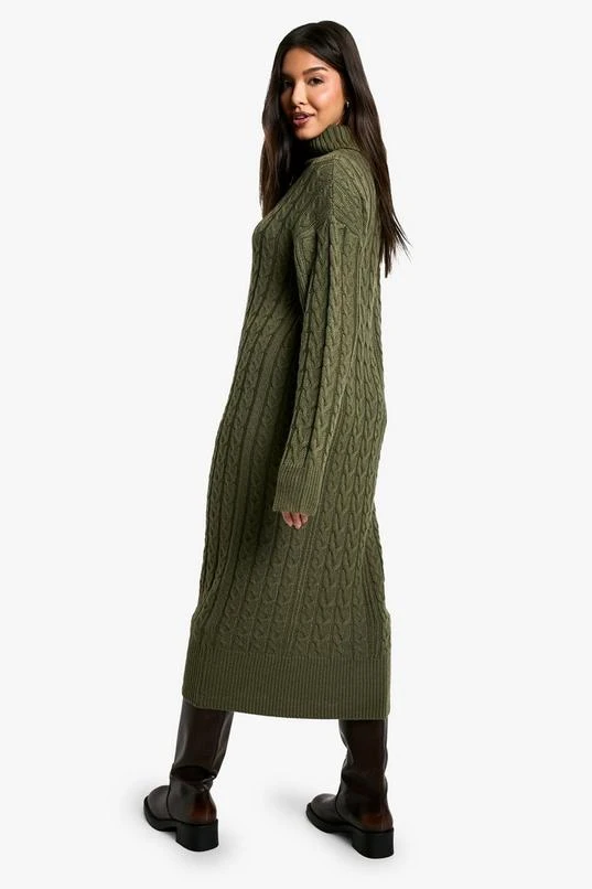 BOOHOO Cable Knit Turtleneck Midi Dress 2 BOOHOO Cable Knit Turtleneck Midi Dress - Image 2